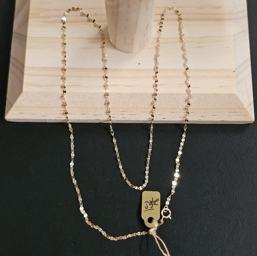 14k Gold Sparkle Chain Necklace - Women Jewelry Necklace 18”